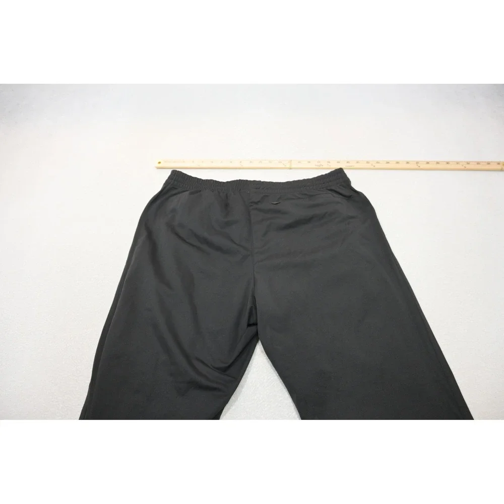 Adidas Track Pants Mens XL Black 3 Stripe Zipper Pockets Athletic Excellent